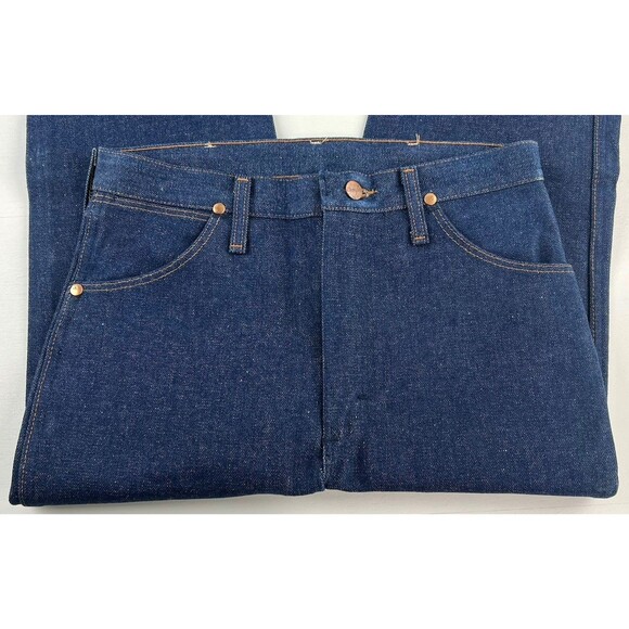 Vintage Wrangler 946DEN Cowboy Cut Regular Fit Raw Denim Blue Jeans Mens 30x33 - Picture 6 of 10